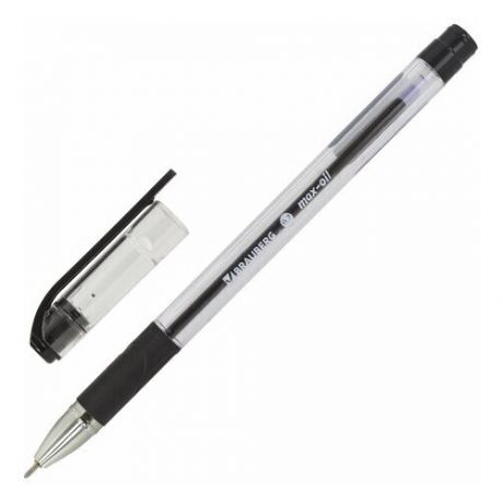 BRAUBERG Ручка шариковая масляная с грипом brauberg max-oil , черная, игольчатый узел 0,7 мм, линия письма 0,35 мм, 142142, 36 шт.
