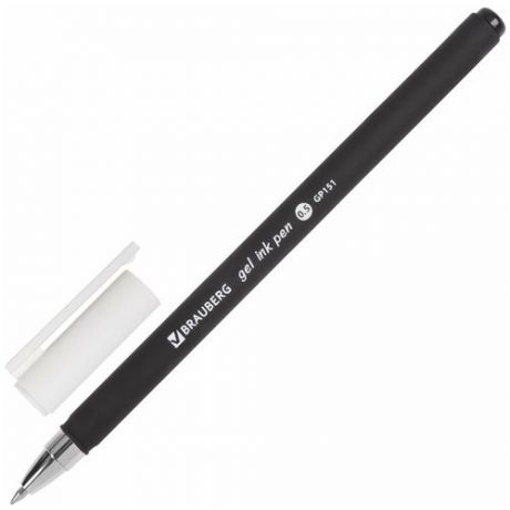 Ручка гелевая BRAUBERG "Matt Gel", черная, корпус soft-touch, узел 0,5 мм, линия 0,35 мм, 142944, 142944