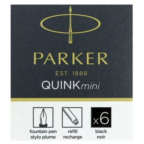 Набор картриджей для перьевой ручки Parker Quink Mini Cartridges Z17, чёрные чернила