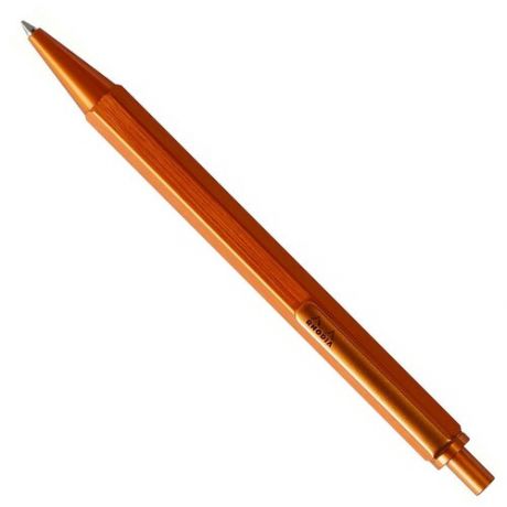Ручка шариковая автоматическая Rhodia "scRipt" 0,7 мм, черная, корпус алюминиевый оранжевый