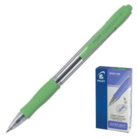 Ручка шариковая Super Grip 0.7мм, резиновый упор, светло-зеленый корпус, стержень синий