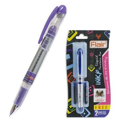 Flair Ручка перьевая Flair Inky + 2 штуки запасных картриджей, микс, в блистере