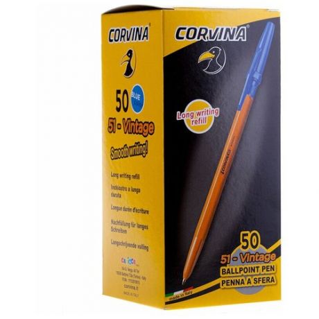 Ручка шариковая Corvina "51 Vintage" синяя, 1,0 мм, оранжевый корпус