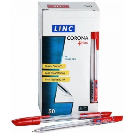 Linc набор шариковых ручек Corona+ 0,7мм, красный 3002N/red 50 штук