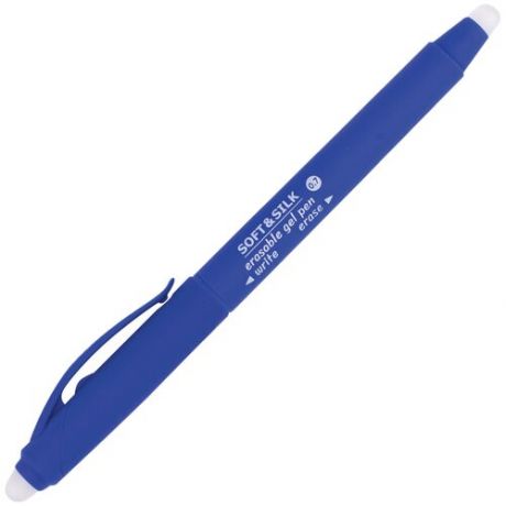 Ручка стираемая гелевая с грипом BRAUBERG "SOFT&SILK", синяя, узел 0,7 мм, линия письма 0,5 мм, 143253