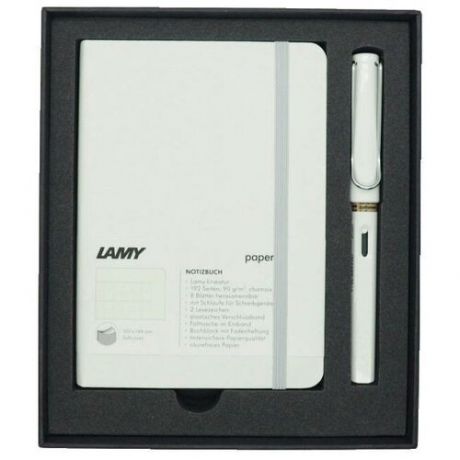 Набор ручка перьевая LAMY Safari, F, Белый+Записная книжка, мягкий переплет, А6, белый