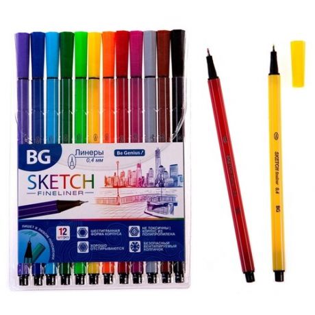 Набор линеров BG Sketch 12 цветов 0.4 мм шестигранные 327704rf
