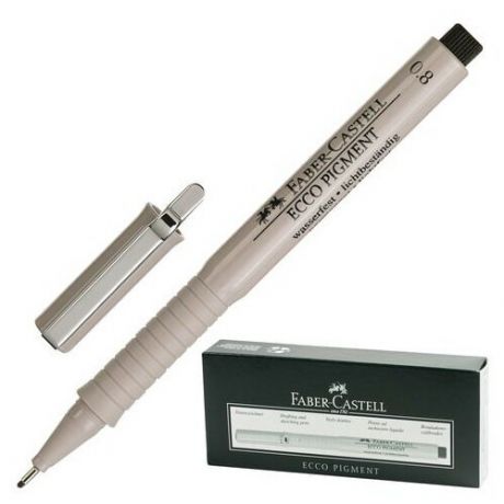 Ручка капиллярная FABER-CASTELL "Ecco Pigment", черная, корпус серый, линия письма 0,8 мм, 166899 141818
