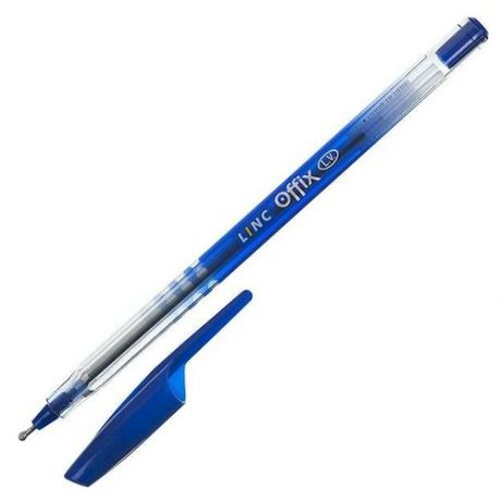 Ручка шариковая LINC OFFIX 1мм синяя, прозрачный корпус