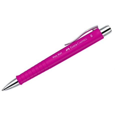 Ручка шариковая автоматическая Faber-Castell Poly Ball XB (1.4мм, синий цвет чернил, софт-тач, ярко-розовый) (241128)