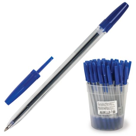 Ручка шариковая масляная СТАММ "Оптима", синяя, корпус прозрачный, узел 1,2 мм, линия письма 0,7 мм,
