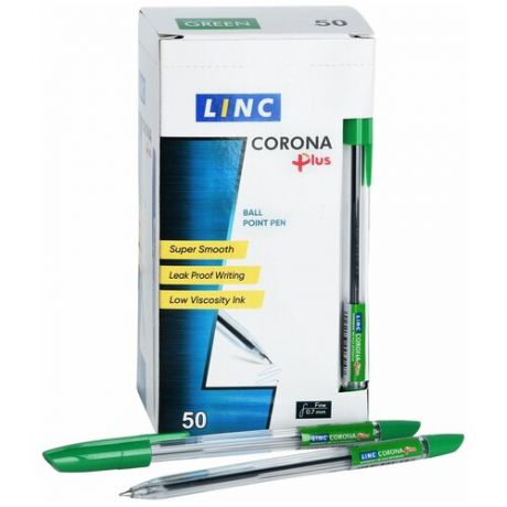 Linc набор шариковых ручек Corona+ 0,7мм, зелёный 3002N/green 50 штук
