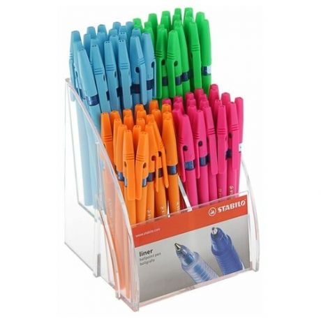 Stabilo Ручка шариковая STABILO Liner 808, 0,7 мм, дисплей, флуоресцентные цвета корпуса, стержень синий