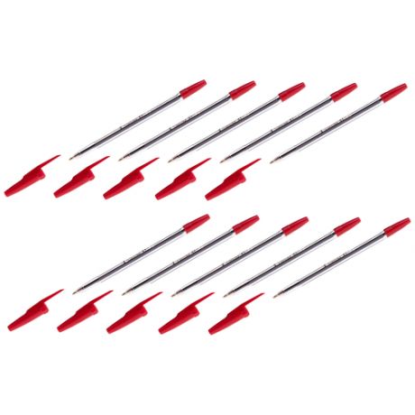 Ручка шариковая Corvina "51 Classic" красная, 1,0 мм, прозрачный корпус (10 штук)