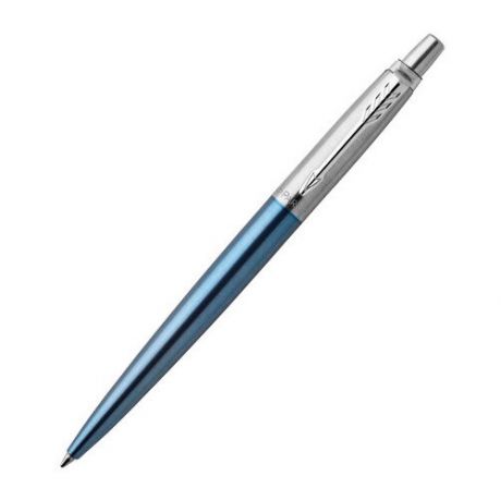 Ручка шариковая Parker Jotter Core Waterloo Blue CT M, корпус из нержавеющей стали, голубой глянцевый/ хром, синие чернила