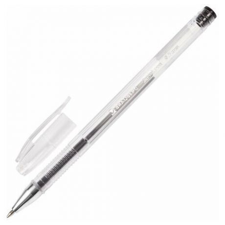 Ручка гелевая BRAUBERG "Jet", черная, корпус прозрачный, узел 0,5 мм, линия письма 0,35 мм, 141018