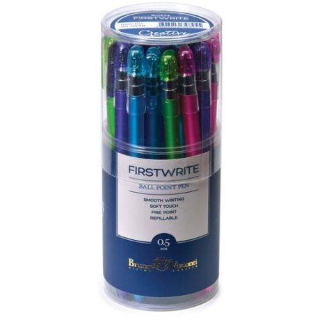 Ручка "FirstWrite. Creative" шариковая 0.5 ММ, синяя (4 цвета корпуса), 24 штуки.