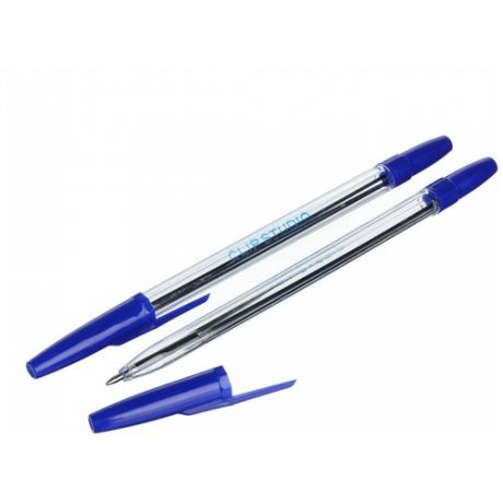 ClipStudio Ручка шариковая синяя, с прозрачным корпусом, линия 0,7 мм, набор из 50штук
