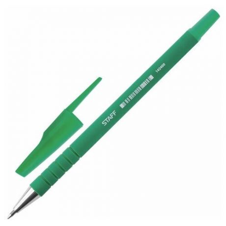 STAFF Ручка шариковая staff, зеленая, корпус прорезиненный зеленый, узел 0,7 мм, линия письма 0,35 мм, 142400, 50 шт.