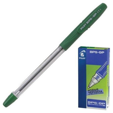 Pilot Ручка шариковая Pilot BPS-GP, резиновый упор, 0.7 мм, масляная основа, стержень зеленый BPS-GP-F