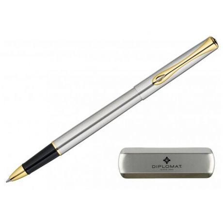 Ручка-роллер Diplomat Traveller stainless steel gold, синий (D20000651)