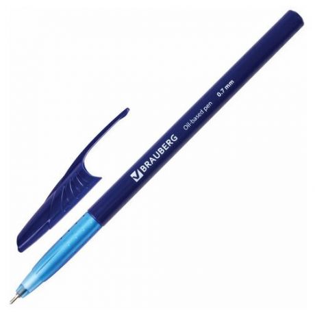 Ручка шариковая масляная BRAUBERG "Oil Base", синяя, корпус синий, узел 0,7 мм, линия письма 0,35 мм