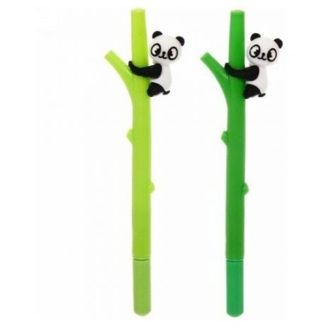 Ручка гелевая, цвет синий «Панда на бамбуке», микс 2 цвета, l-15,5см