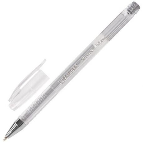 Ручка гелевая BRAUBERG "Jet", комплект 100 шт., серебристая, корпус прозрачный, узел 0.5 мм, линия письма 0.35 мм, 142159