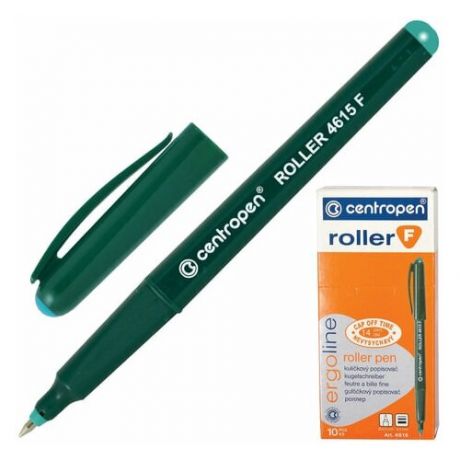 Ручка-роллер CENTROPEN, зеленая, трехгранная, корпус зеленый, узел 0,5 мм, линия письма 0,3 мм, 4615, 10 шт.