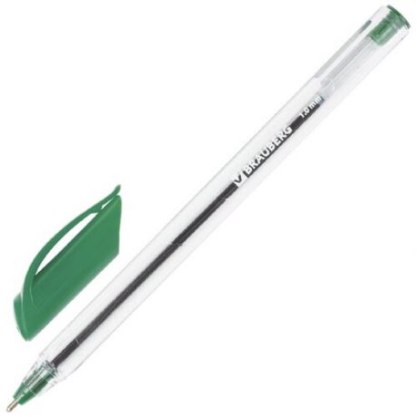 Ручка шариковая масляная BRAUBERG "Extra Glide", зеленая, трехгранная, узел 1 мм, линия письма 0,5 мм, 142137