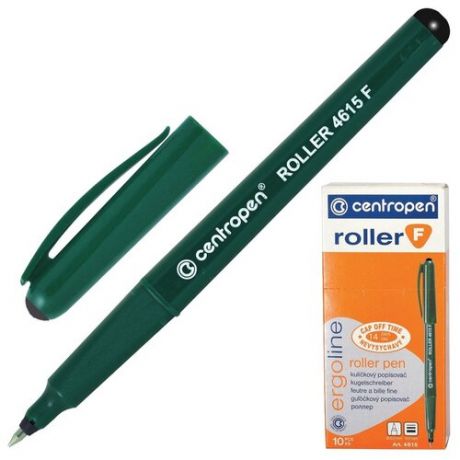 Ручка-роллер Centropen трехгранная, корпус зеленый, узел 0,5 мм, линия 0,3 мм, черная (4615/1Ч)