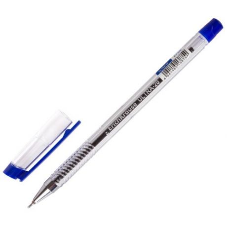 Ручка шариковая масляная ERICH KRAUSE "Ultra-20", синяя, корпус прозрачный, узел 0.7 мм, линия письма 0.26 мм, 13875