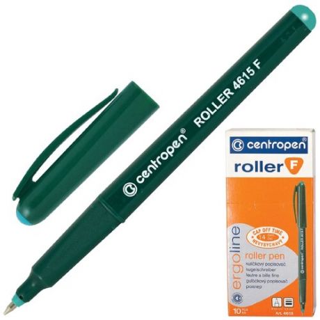 Ручка-роллер CENTROPEN, зеленая, трехгранная, корпус зеленый, узел 0,5 мм, линия письма 0,3 мм, 4615/1З