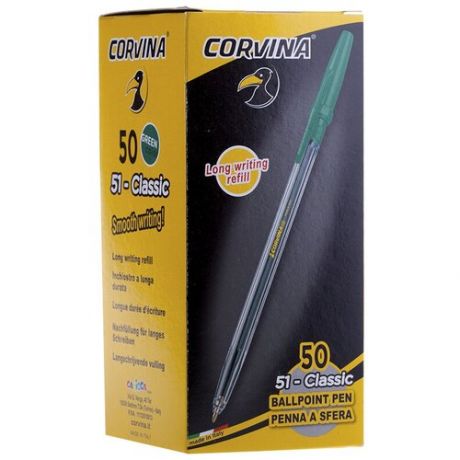 Ручка шариковая CORVINA"51 Classic", зеленая, корпус прозрачный, узел 1 мм, линия письма 0.7 мм, 40163/04