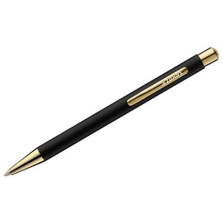 Ручка шариковая Luxor "Nova" синяя, 1,0мм, корпус черный/золото, кнопочный механизм, 10 шт.