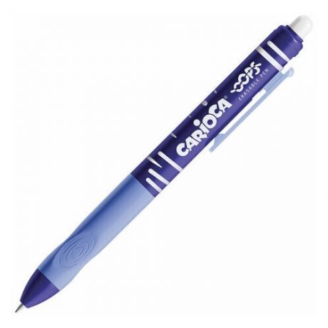 Ручка стираемая гелевая автоматическая CARIOCA (Италия) "Oops", синяя, узел 1 мм, линия письма 0,7 мм, 43043/02