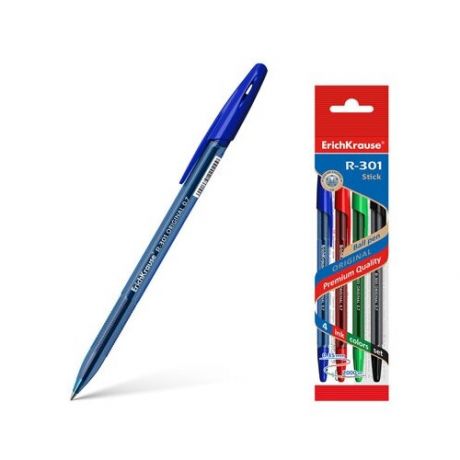 Ручка шариковая ErichKrause R-301 Original Stick 0.7, цвет чернил синий, черный, красный, зеленый (