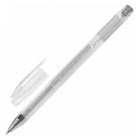 Ручка гелевая BRAUBERG "Jet", серебристая, корпус прозрачный, узел 0,5 мм, линия письма 0,35 мм, 142159