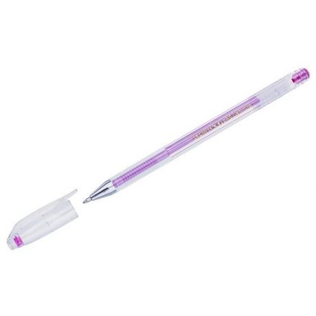 Ручка гелевая Crown "Hi-Jell Metallic" розовая металлик, 0,7мм