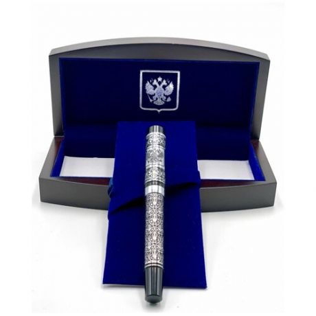 Ручка подарочная премиум «Российская Федерация» с серебряным узором