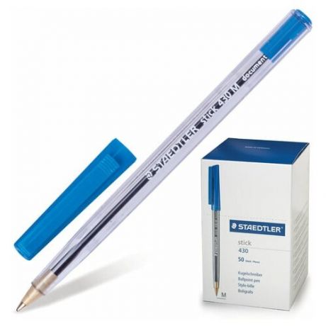 Ручка шариковая STAEDTLER "Stick Document", синяя, корпус прозрачный, узел 1.2 мм, линия письма 0.5 мм, 430 M 03