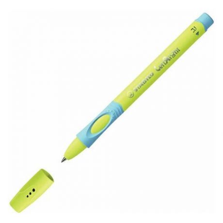Ручка шариковая с грипом STABILO "LeftRight", синяя, для правшей, корпус желтый/голубой, 6328/8-10-41