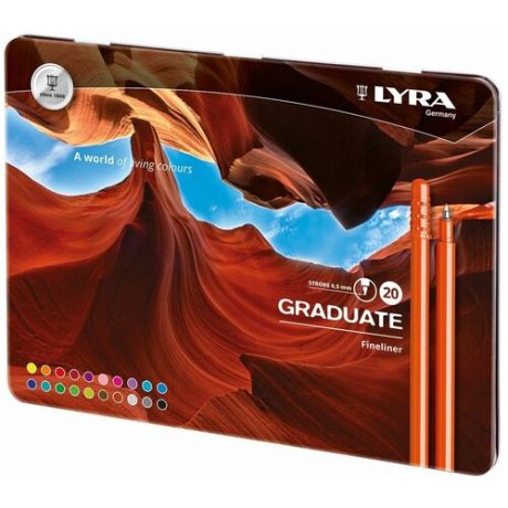 Набор цветных линеров Lyra "Graduate Fine Liner" 20 цв.