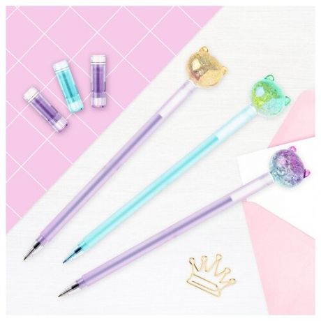 Ручка шариковая MESHU Cute Cats синяя, 0,7мм, перламутр, софт-тач, ( Артикул 296411 )