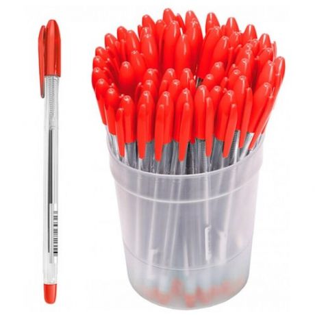 Ручка шариковая СТАММ VeGa красная, 0,7мм, прозрачный корпус ( Артикул 324095 )