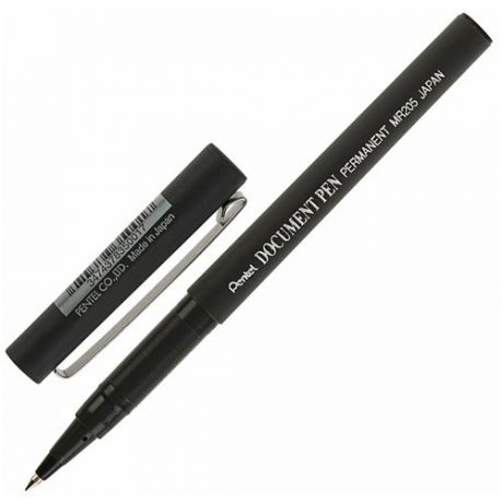 Ручка-роллер PENTEL (Япония) "Document Pen", черная, корпус черный, узел 0.5 мм, линия письма 0.25 мм, MR205-A