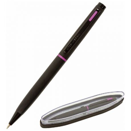 Ручка подарочная шариковая BRAUBERG "Tono", синяя, корпус черный, синие детали, линия письма 0,5 мм, 143489, 143489