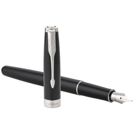 Набор Parker "Sonnet Black GT": ручка перьевая 1,0мм и чехол из экокожи, подарочная упаковка