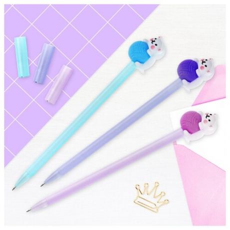 Ручка шариковая MESHU Cute Cats. Кот с клубком синяя, 0,7мм, корпус ( Артикул 296390 )