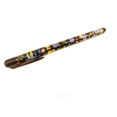 Ручка гелевая 0,5мм черная, принт на корпусе "Цветы" арт. BYK3271